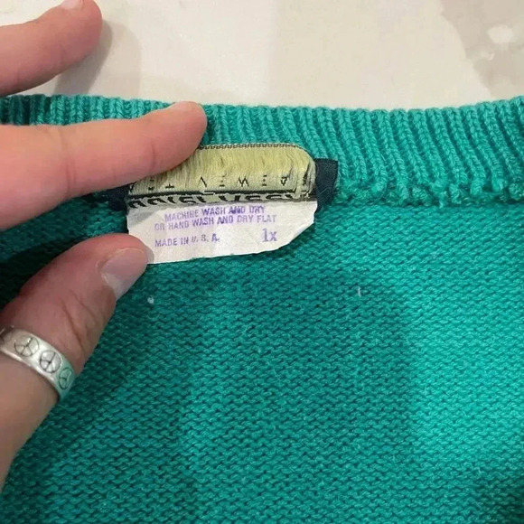 Vintage Outer Reef Activewear GM Proud 80s/90s Teal Blue Knit Sweater Men’s 1X - Picture 4 of 5